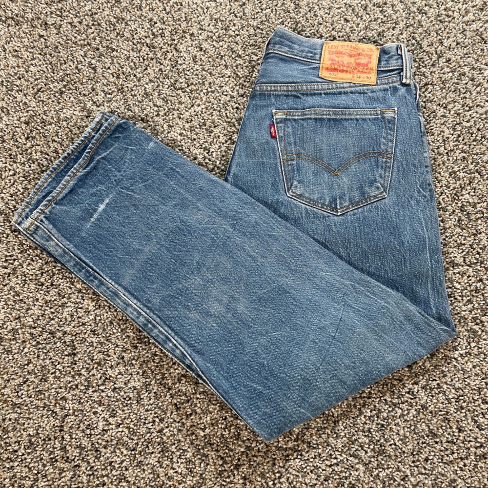 Levis 501 Men's 32x27 Jeans Blue Denim Straight Leg Button Fly